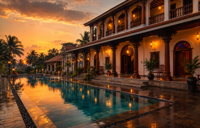 Golden-Hour Colonial Villa Reflections luxury villa near Pondicherry
