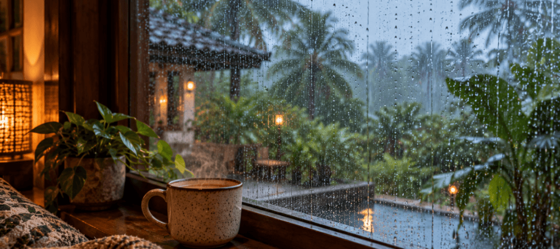 Rainy morning villa experience in Pondicherry