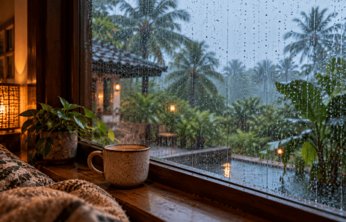 Rainy morning villa experience in Pondicherry