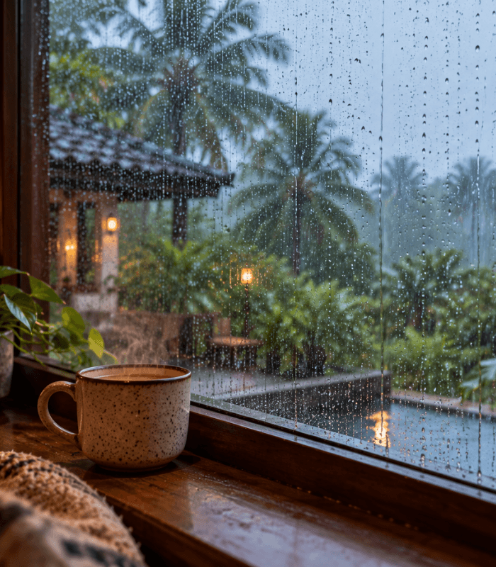 Rainy morning villa experience in Pondicherry